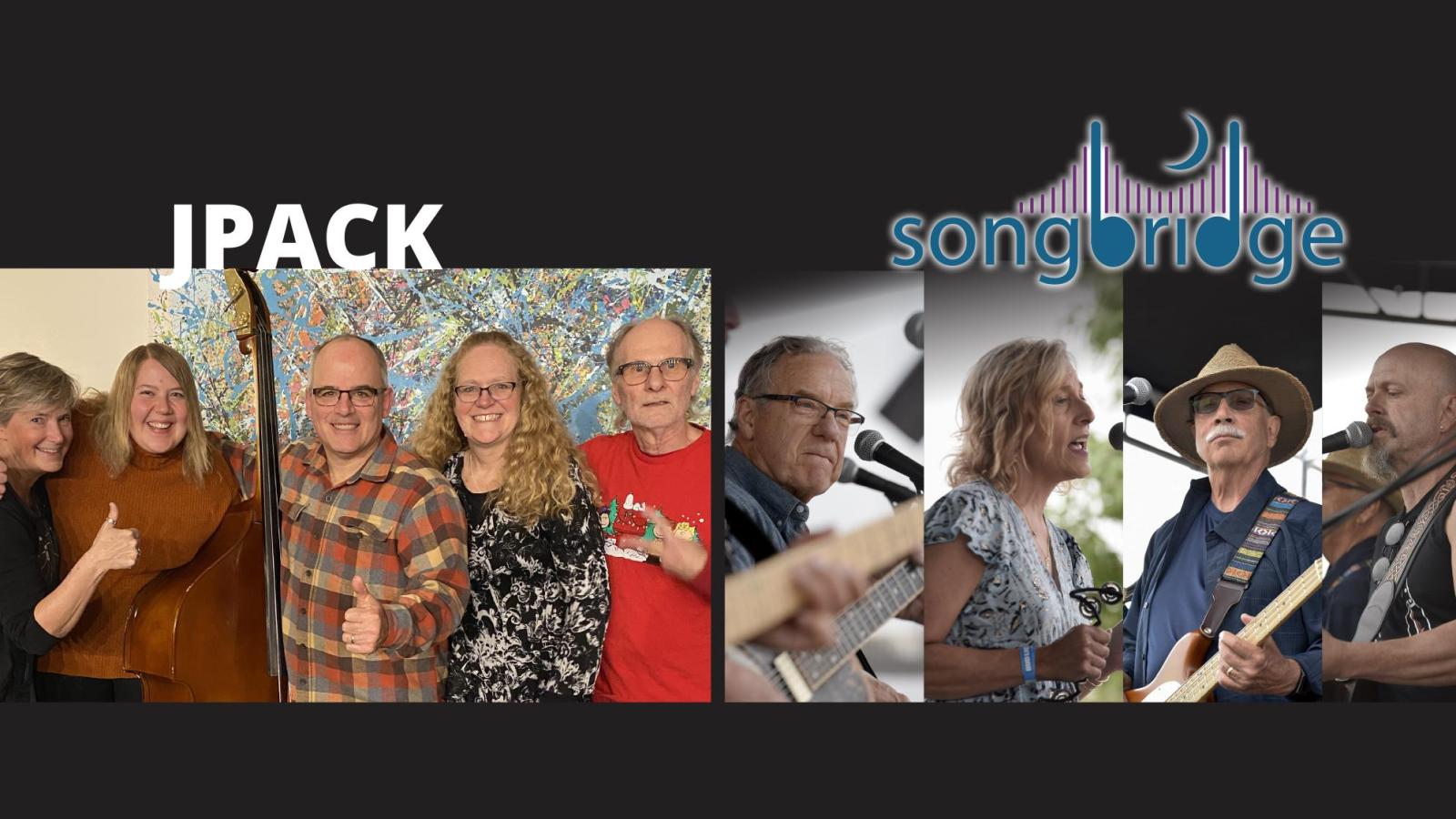 photo of members of jpack and songbridge bands with instruments